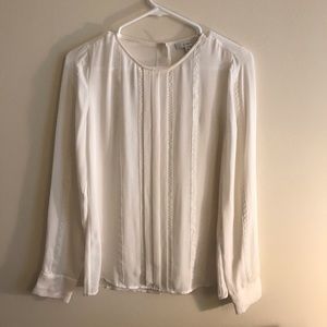 J. Crew 100% Silk Blouse with Lace Detail